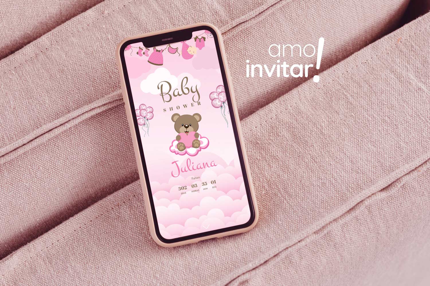 Invitación Web Baby Shower - Rosa 2 Invitación Web Baby Shower - Rosa - Imagen 2