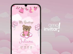 Invitación Web Bautizo / Bautismo Rosa
