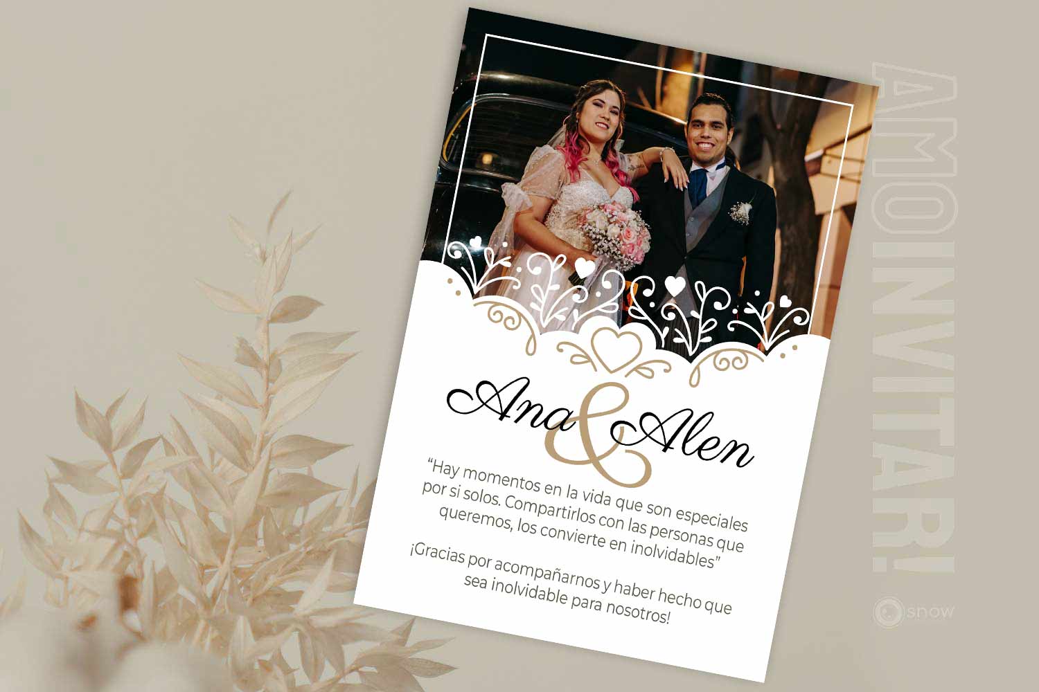 Tarjeta de agradecimiento para boda 6 Tarjeta de agradecimiento para boda - Imagen 6