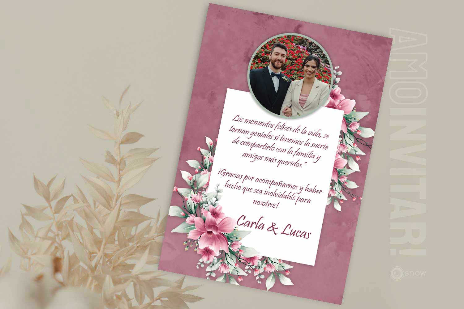 Tarjeta de agradecimiento para boda 8 Tarjeta de agradecimiento para boda - Imagen 8